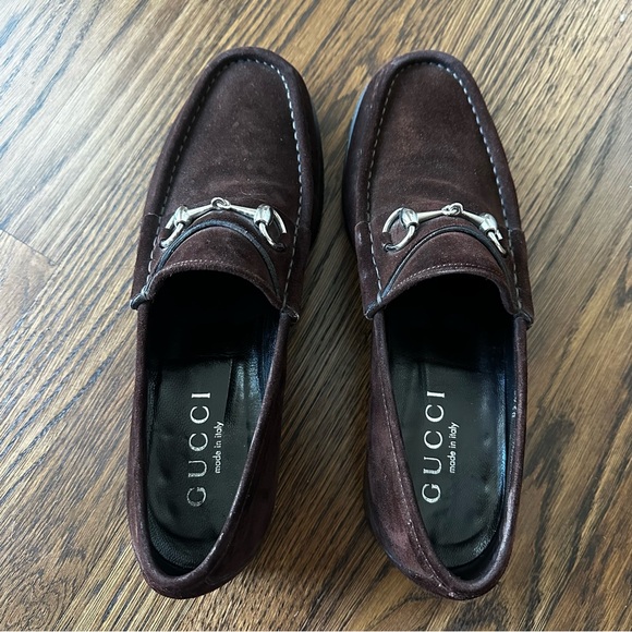Gucci Horsebit Chocolate Brown suede Loafers Men's US 9.5 GUCCI SHOES 015938 - Picture 9 of 13